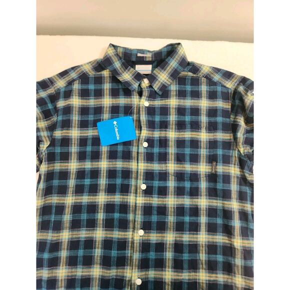 Columbia NWT Shirt Mens Medium Blue Plaid Short Sleeve Gorpcore Fishing Outdoors - Picture 5 of 13